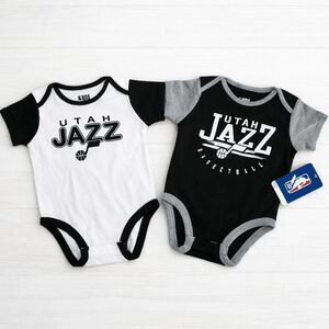 New Utah Jazz Infant Bodysuits Set of 2 Size 12 mo NBA Basketball Black White